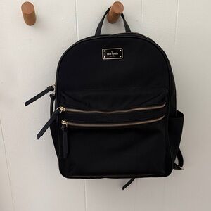 Kate Spade Nylon Black Backpack with Gold Accents